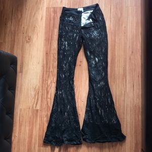 Pearl lace flare pants
